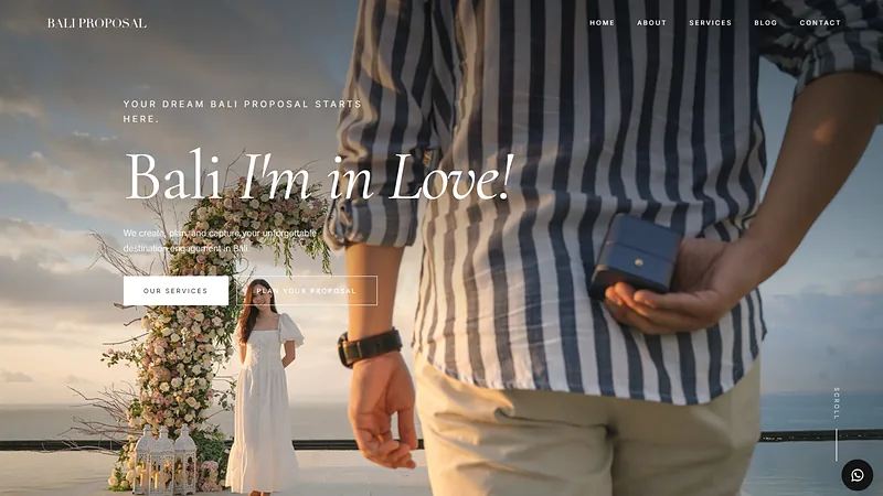 Bali Proposal wedding planner website, a Vindoor project